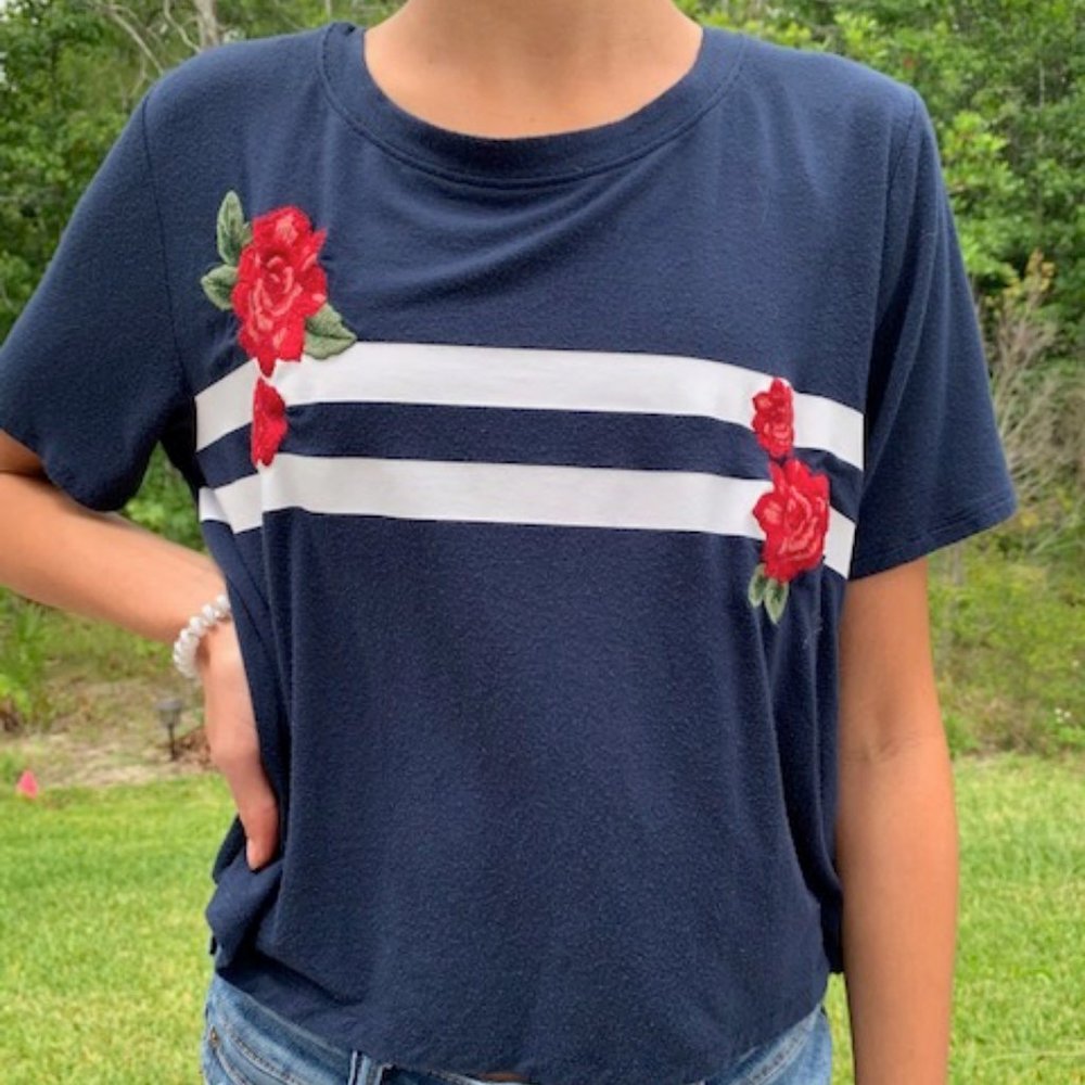Hollister Embroidered Flower T-Shirt